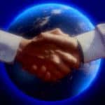 Handshake Graphic Globe Background