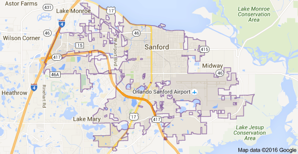 Map of Sanford Florida